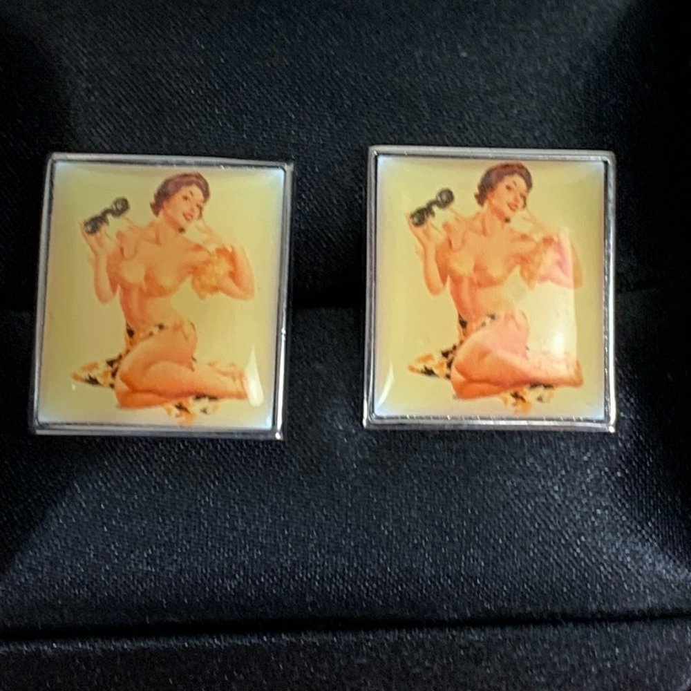 Simon Carter Telephone Pinup Lola Cufflinks in Silver-Tone